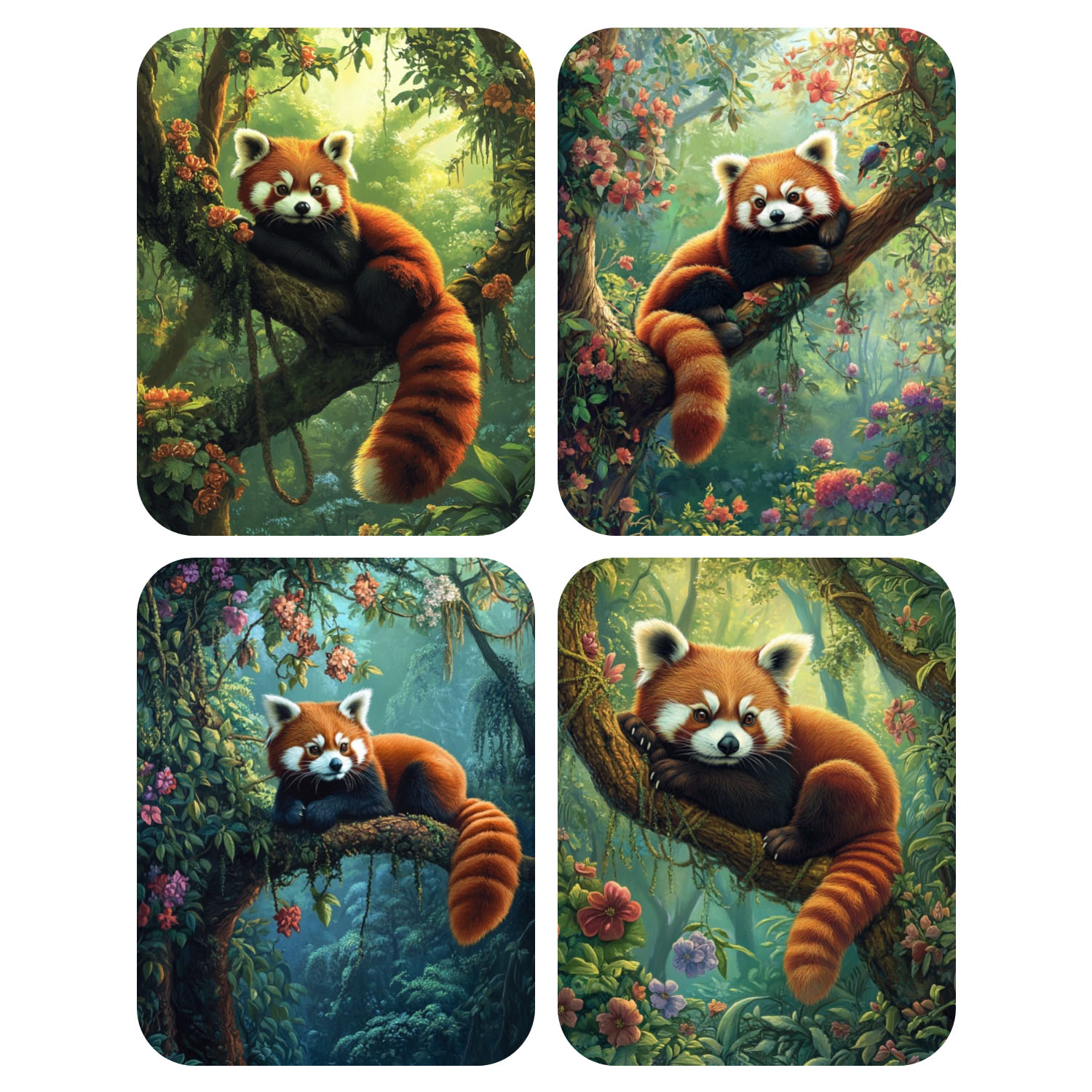 Embroidery Translate - Hand Paint Red panda lying on