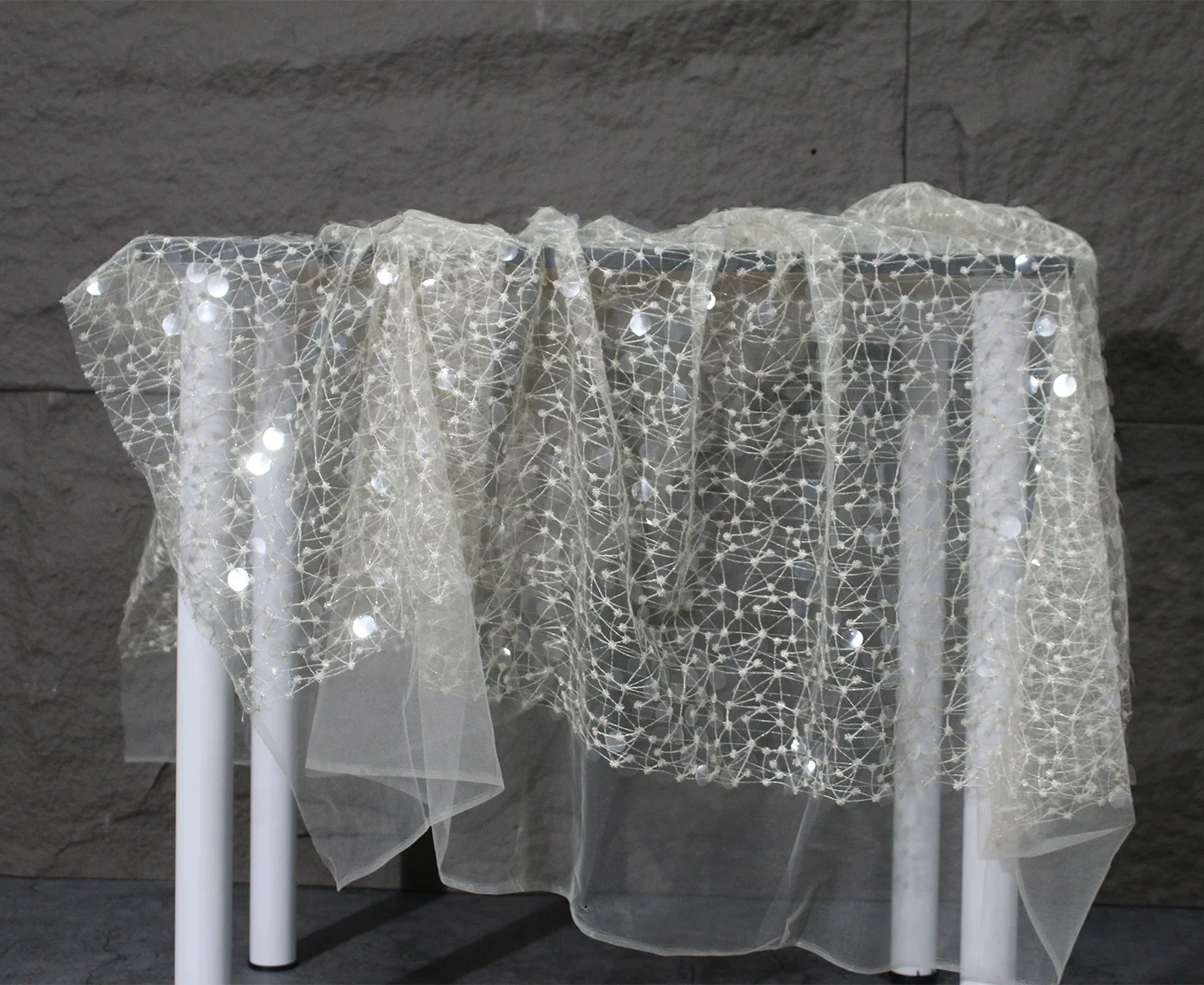 Embroidery Net Dress - 1yard Sequin embroidery thread lace fabric