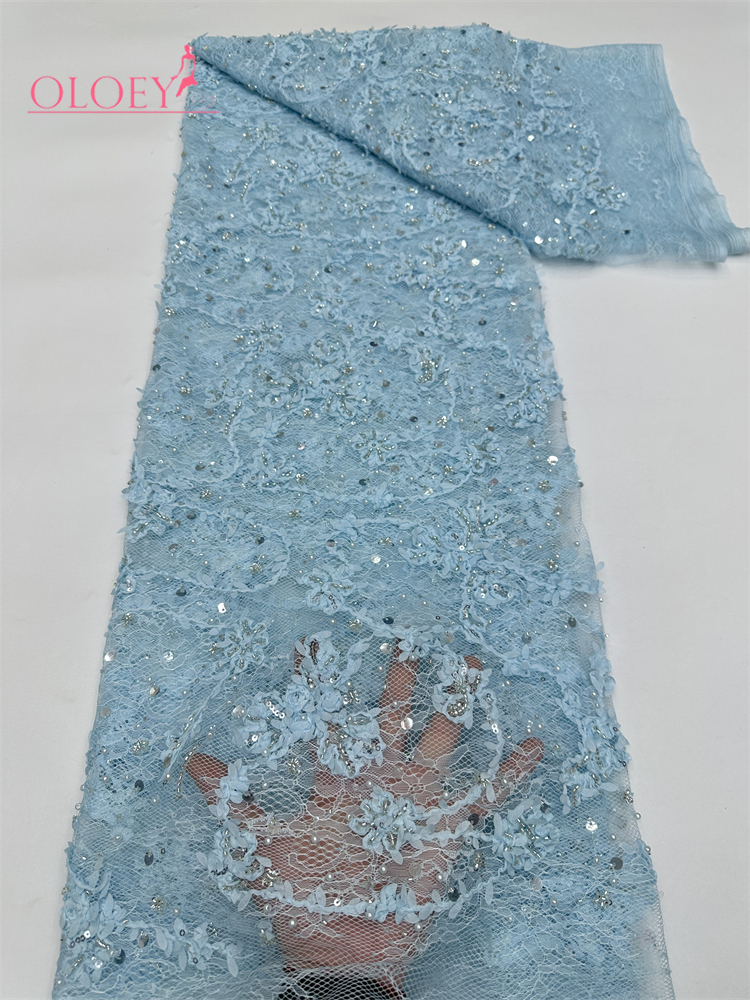 Embroidery Abaya - OLOEY Elegant African Sequin Tulle Embroidered
