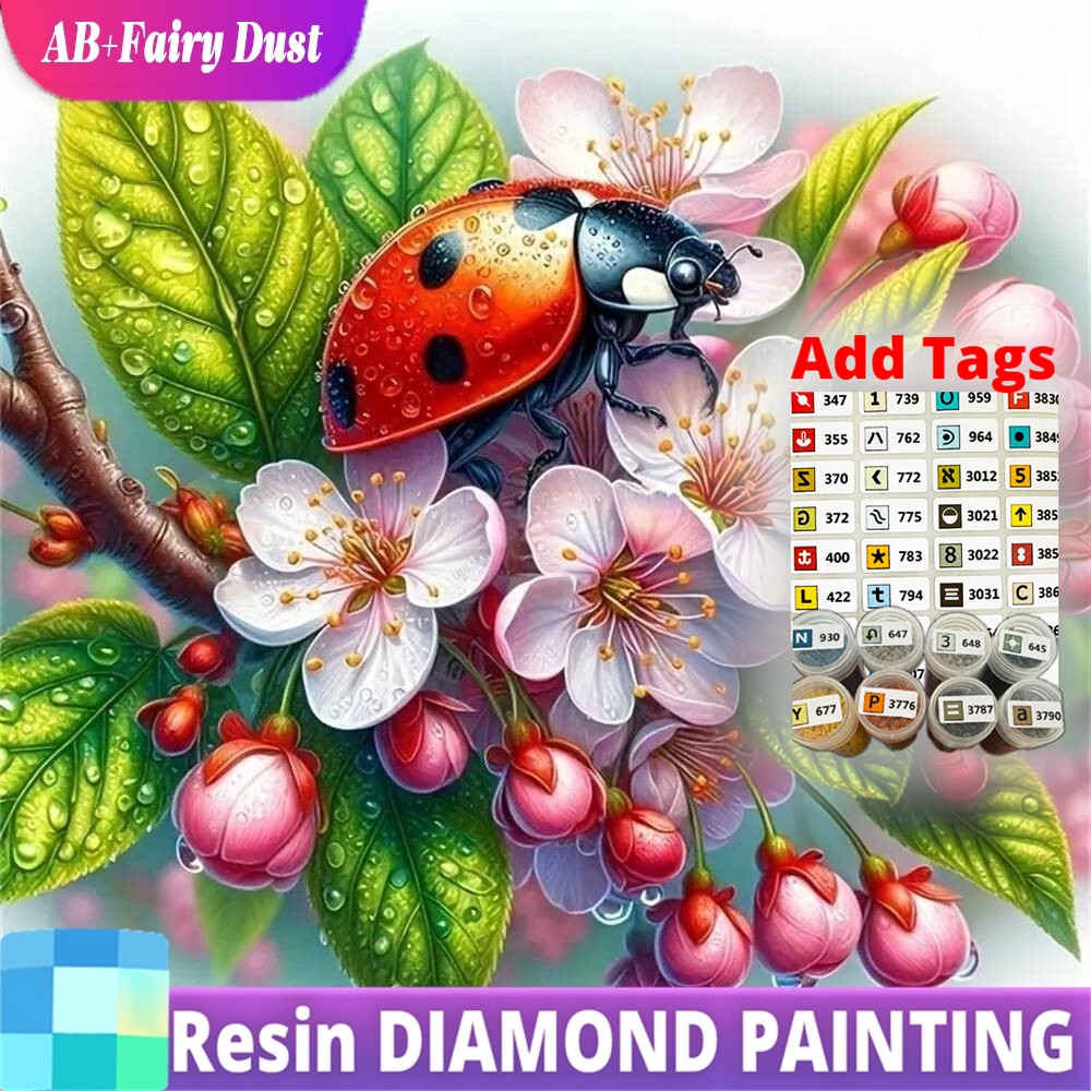 Embroidery Lady Bug - Resin AB Fairy Dust Diamond Embroidery