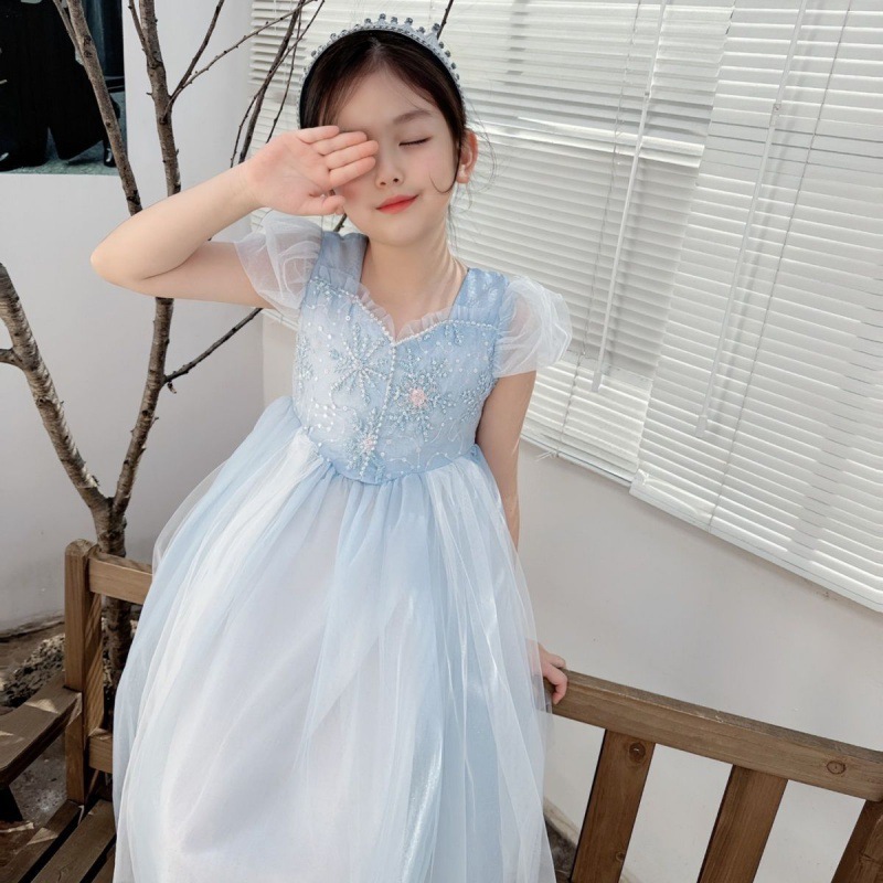 Embroidery Abaya - Embroidered Elsa Girls Dress for Kids