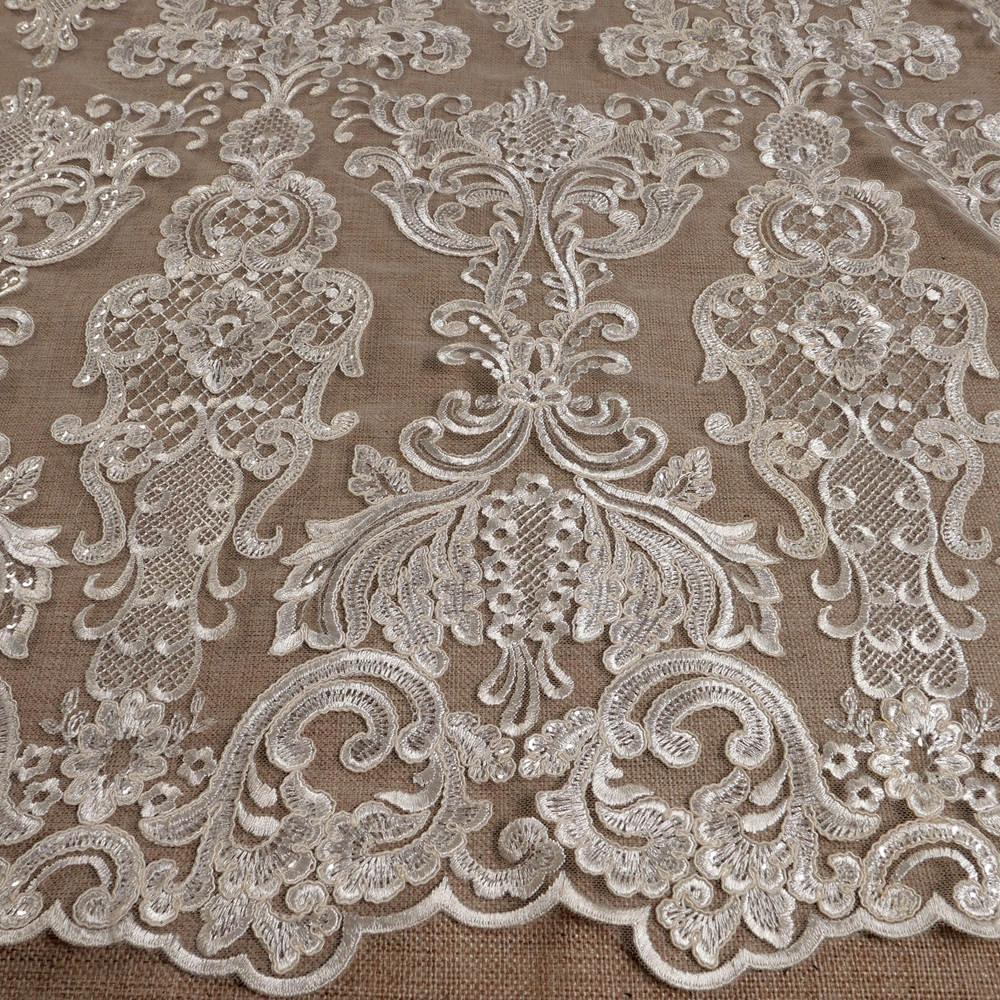Embroidery Software - HelluyerDc ivory,black sequins carded lace fabric,big&small