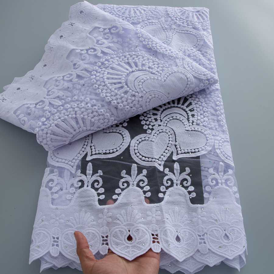 Embroidery Net Dress - White Milk Silk Mesh Lace Fabric