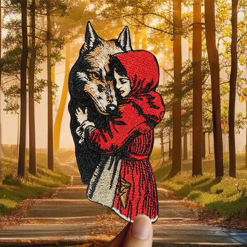 Embroidery Hat Machine - 1PC Girl & Wolf Embroidered Patch
