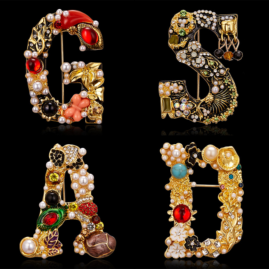 Fashion Enamel Pearl Rhineston - đánh giá và giá Embroidery Letter M
