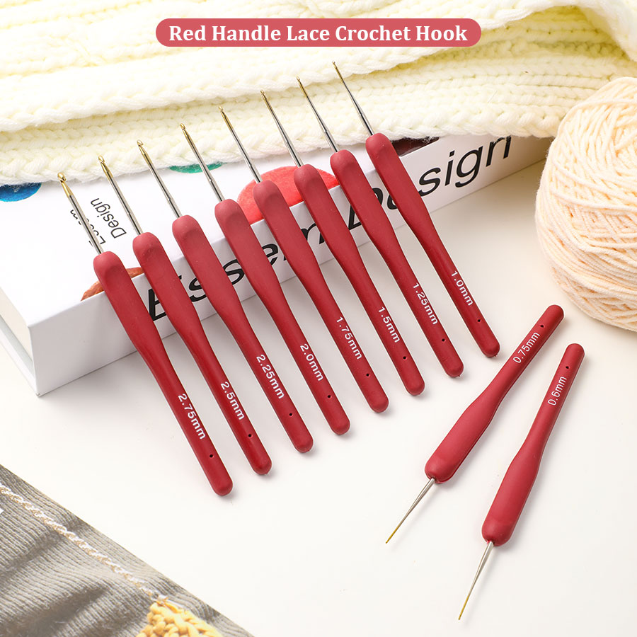 10pcs Red Crochet Set Kit Sili - đánh giá và giá Embroidery Needle