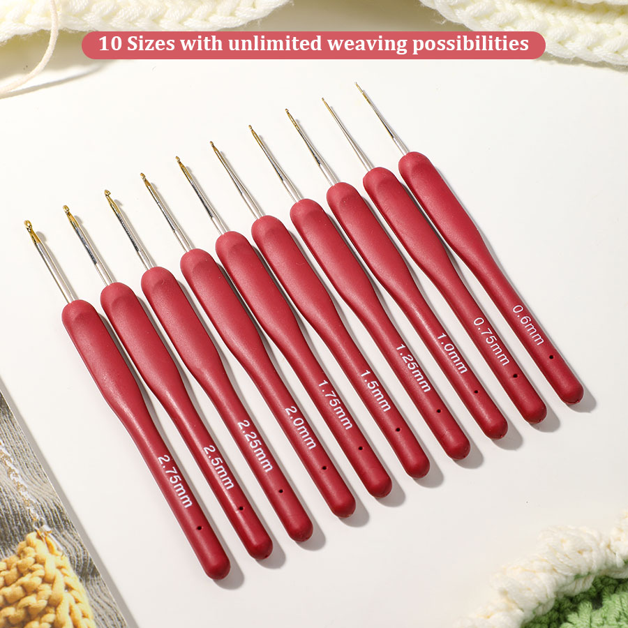 10pcs Red Crochet Set Kit Sili - đánh giá và giá Embroidery Needle