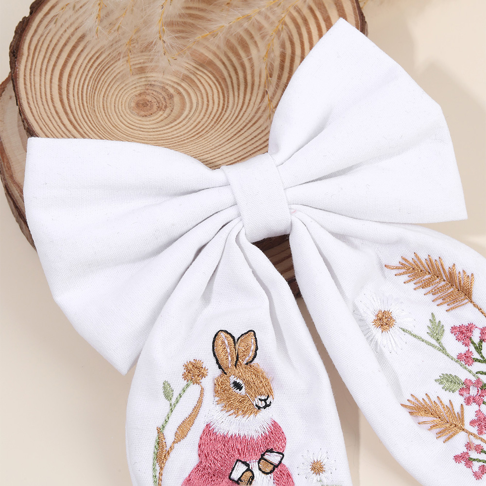 Rabbit Embroidery Bow Hair Cli - đánh giá và giá Embroidery Rabbit