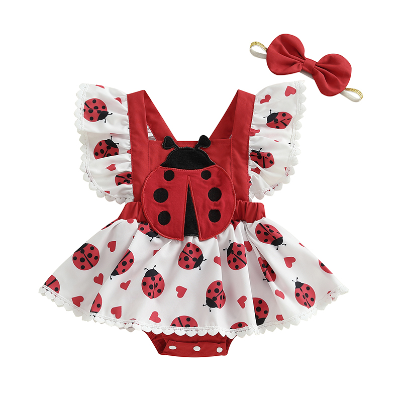 0-18M Newborn Baby Girls Cute  - đánh giá và giá Embroidery Lady Bug