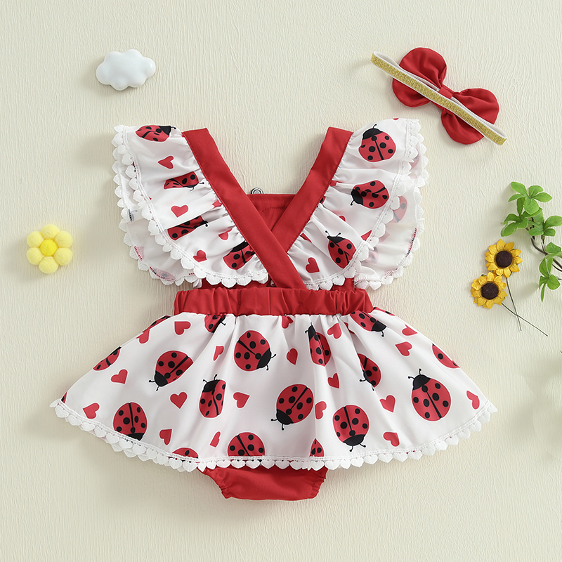0-18M Newborn Baby Girls Cute  - đánh giá và giá Embroidery Lady Bug