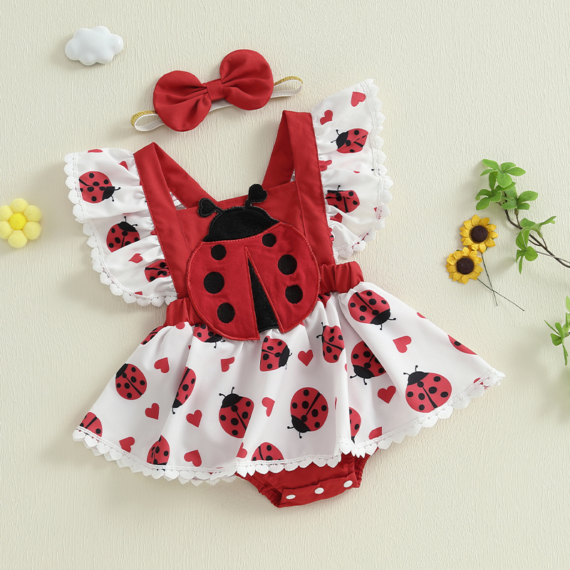 0-18M Newborn Baby Girls Cute  - đánh giá và giá Embroidery Lady Bug