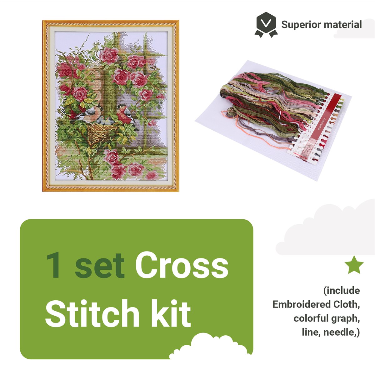DIY Handmade Needlework Set Em - đánh giá và giá Embroidery Free Pattern