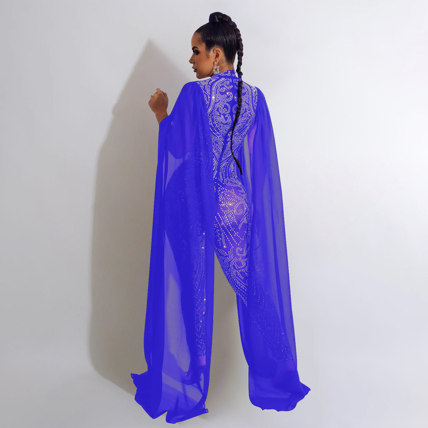 Shawl sleeve mesh crystal jump - đánh giá và giá Embroidery Net Dress