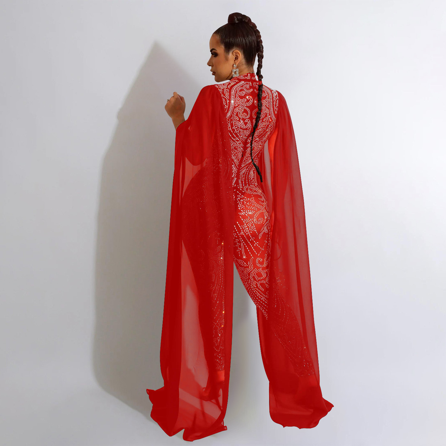 Shawl sleeve mesh crystal jump - đánh giá và giá Embroidery Net Dress