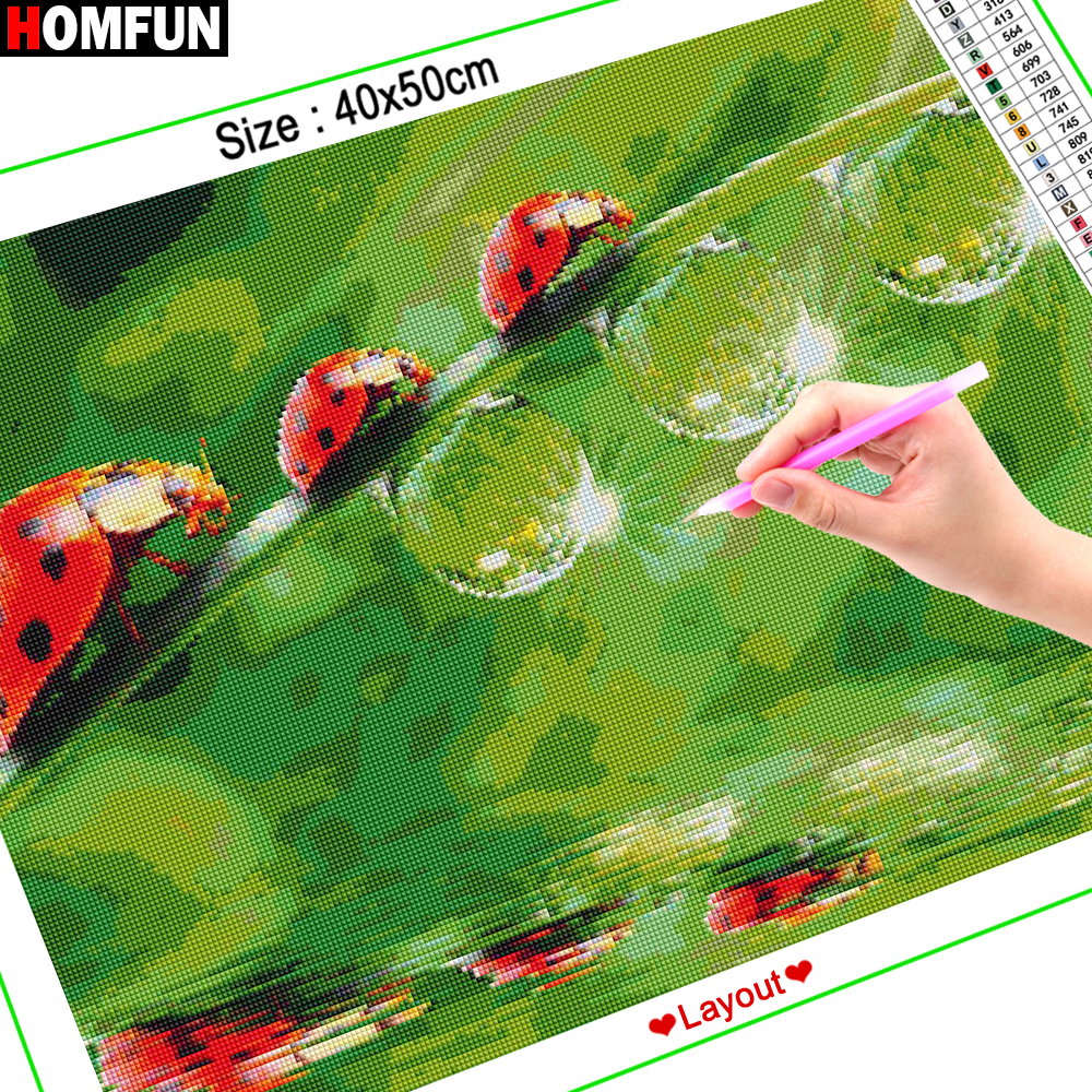 HOMFUN Art 5D Diy Diamond Pain - đánh giá và giá Embroidery Lady Bug