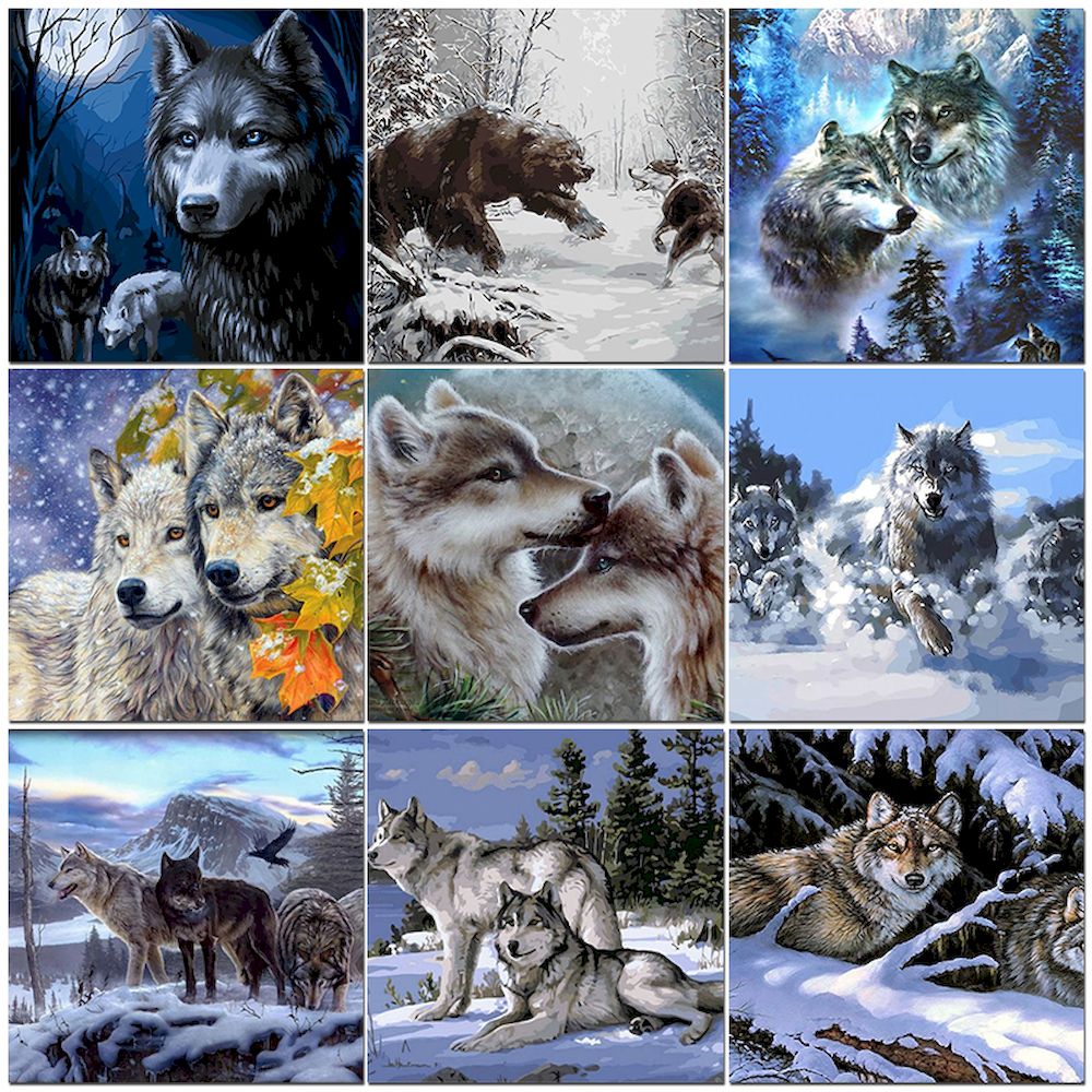 Painting By Numbers Wolf Oil P - đánh giá và giá Embroidery Translate