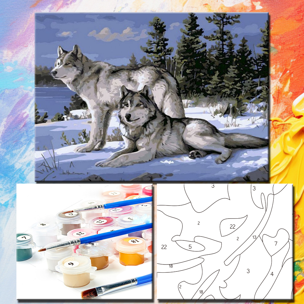 Painting By Numbers Wolf Oil P - đánh giá và giá Embroidery Translate