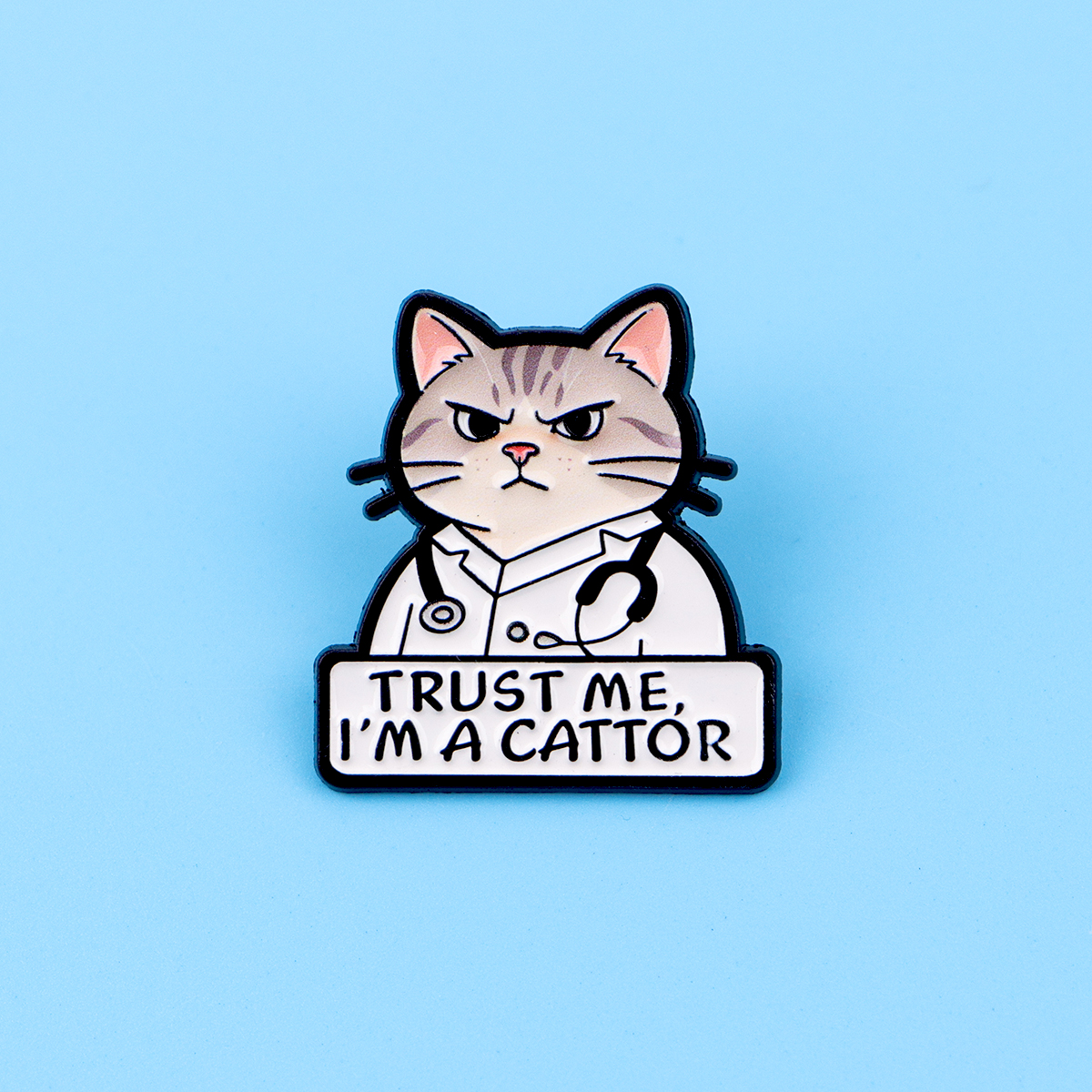 Cute Cat Doctor Enamel Pin Car - đánh giá và giá Embroidery Illustration