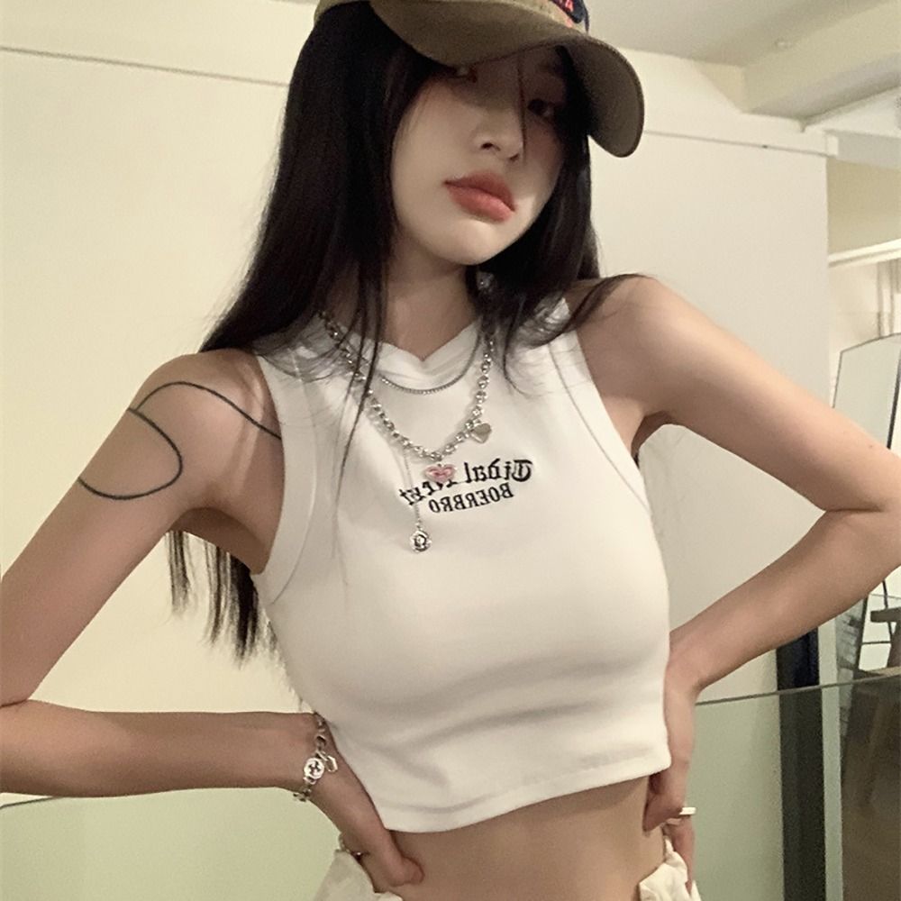 Simple Microelastic Sleeveless - đánh giá và giá Embroidery Letter M