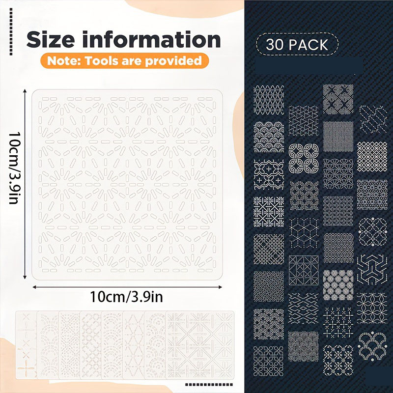 30Pcs Embroidery Templates DIY - đánh giá và giá Embroidery Free Pattern