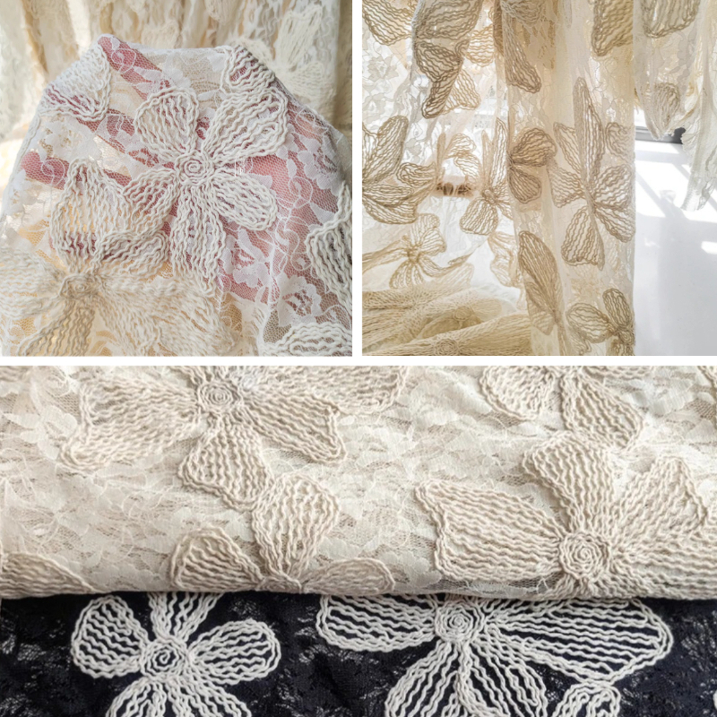 Cotton Thread Lace Jacquard Th - đánh giá và giá Embroidery Net Dress