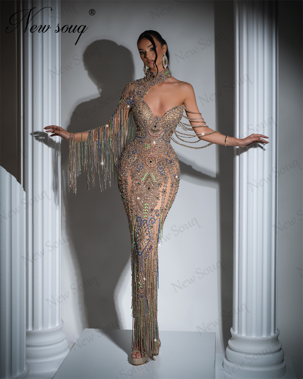 Hand Sew Beading Evening Dress - đánh giá và giá Embroidery Abaya