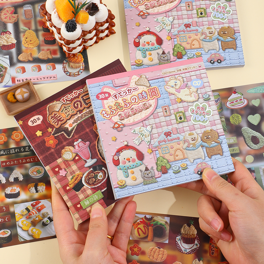 30 Sheets Kawaii Food Animal S - đánh giá và giá Embroidery Journal Book