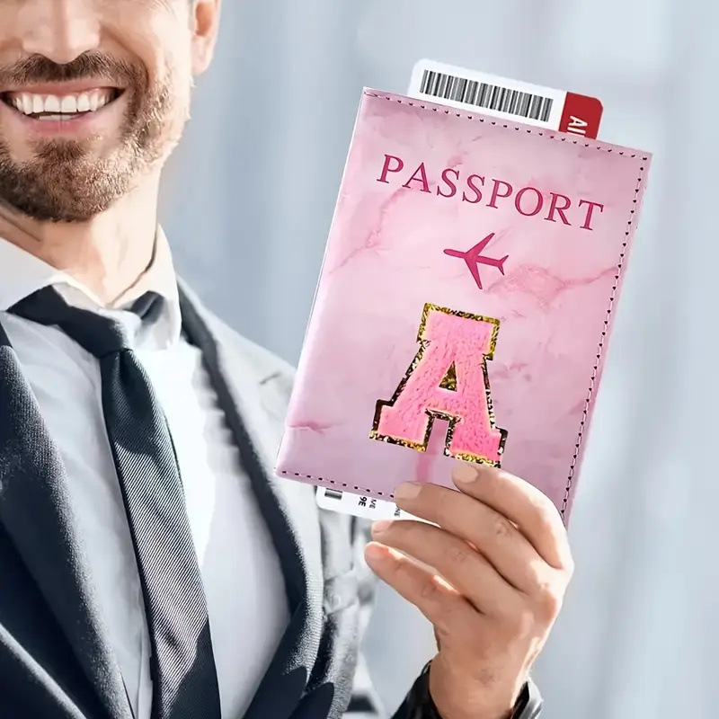 Pink PU Leather Passport Holde - đánh giá và giá Embroidery Font