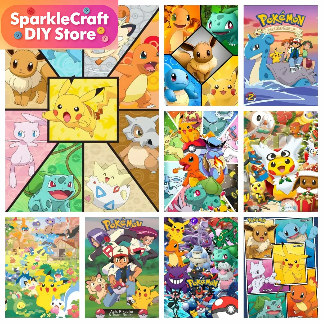1pc frameless Cartoon Pokemon  - đánh giá và giá Embroidery Kit Set