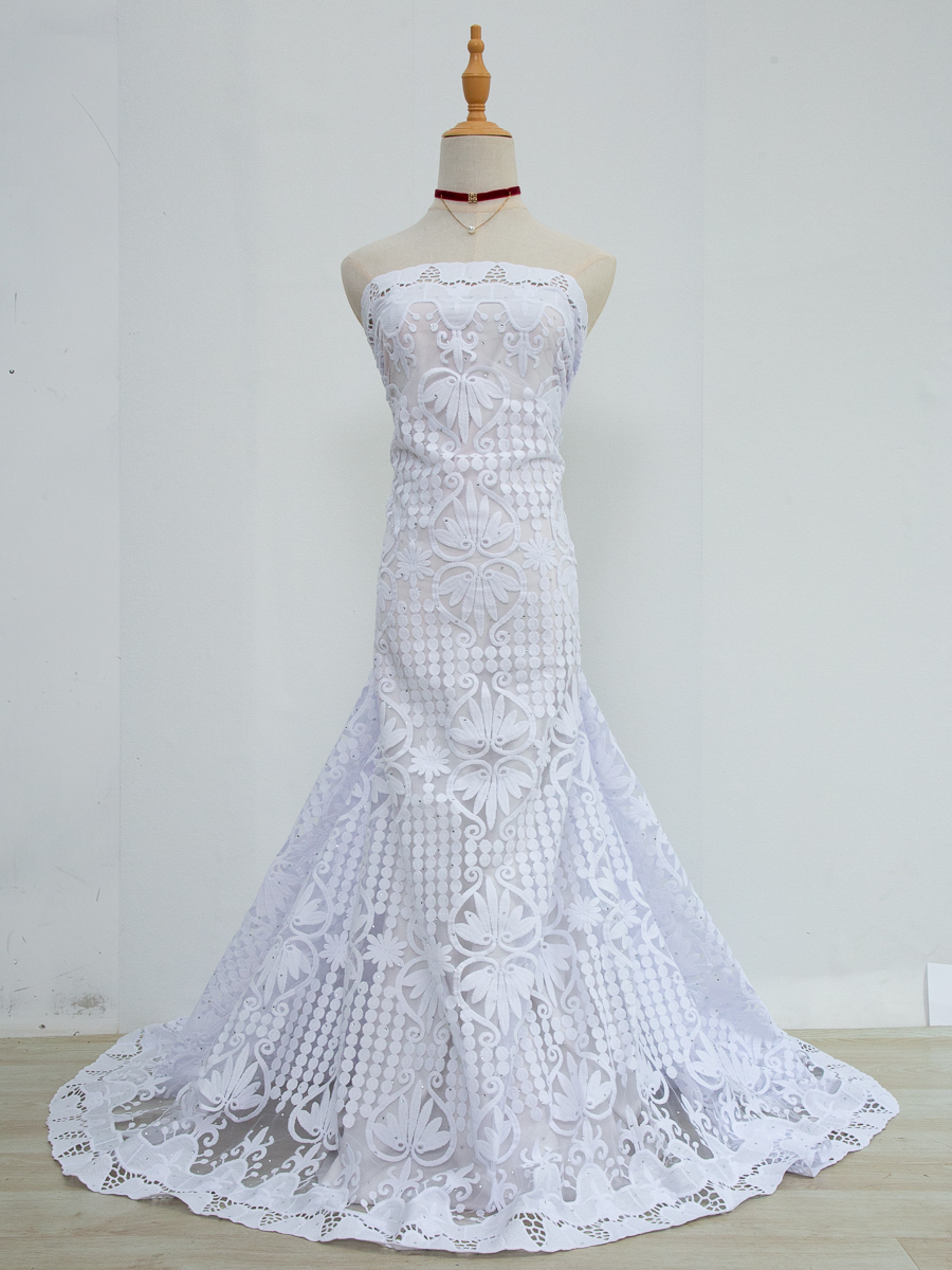 White Milk Silk Mesh Lace Fabr - đánh giá và giá Embroidery Net Dress