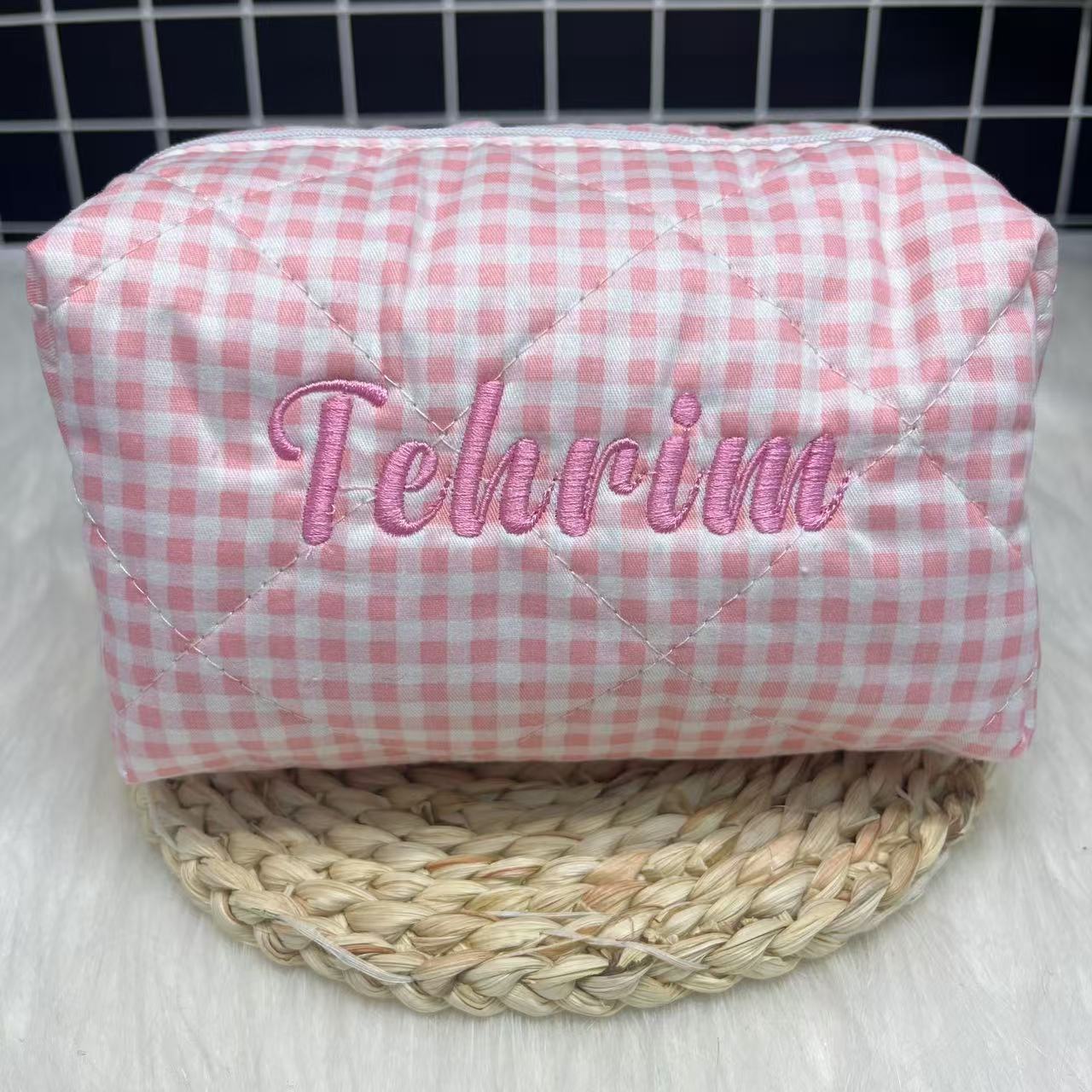 Large Capacity Striped Cosmeti - đánh giá và giá Embroidery Font