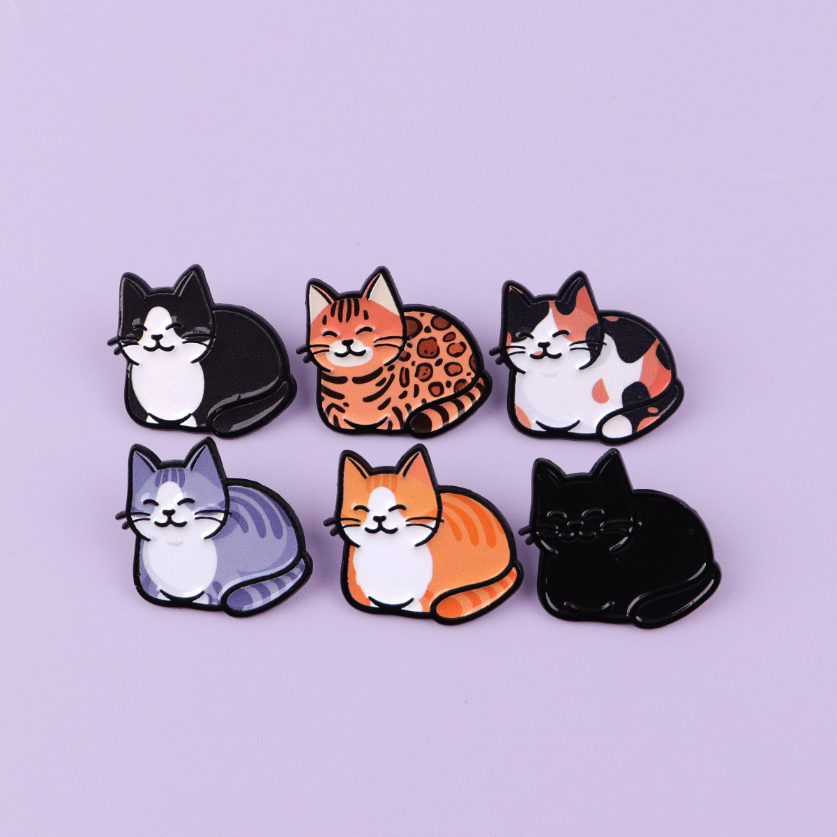 Cute Cats Enamel Pins Black Ca - đánh giá và giá Embroidery Illustration